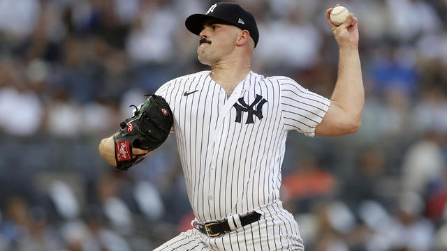 Carlos Rodon #55 of the New York Yankees pitches during the first inning against the New York Mets at Yankee Stadium on July 26, 2023 in the Bronx borough of New York City. 