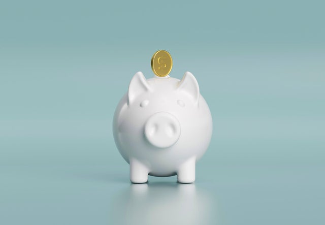 Piggy piggy bank and dollar coins