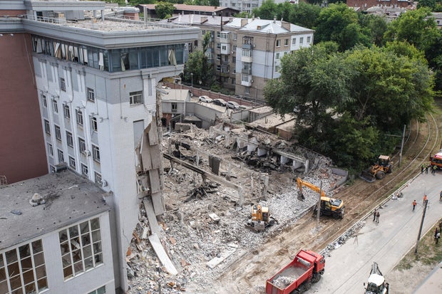 Aftermath of Russian missile strike in Dnipro