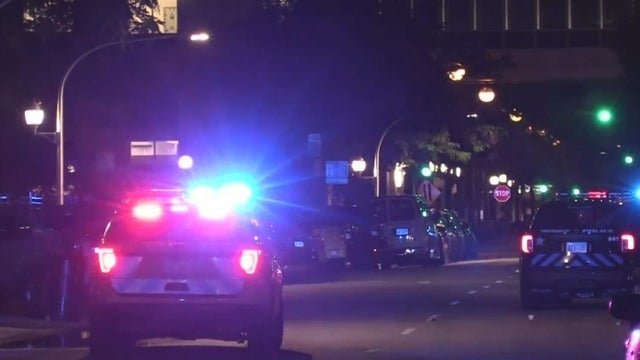 Police car with emergency lights - law enforcement concept 