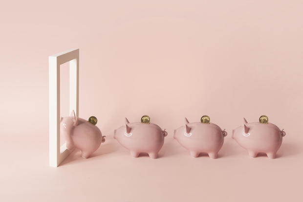 Financial freedom concepts still life with piggy bank. 