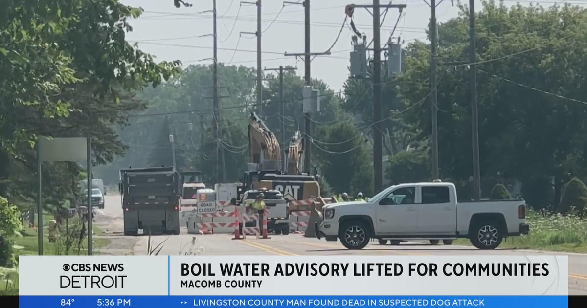 Boil water advisory lifted for 5 County communities CBS Detroit