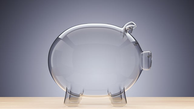 Empty Glass piggy bank