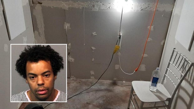 Negasi Zuberi (inset); cinderblock cell in Klamath Falls, Oregon where police allege he kept a kidnapping and sexual assault victim.