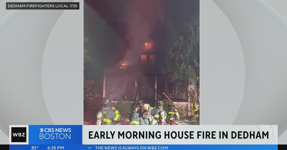 House in Dedham goes up in flames overnight - CBS Boston
