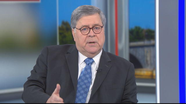 Former Attorney General William Barr appears on "Face the Nation" on Aug. 6, 2023. 