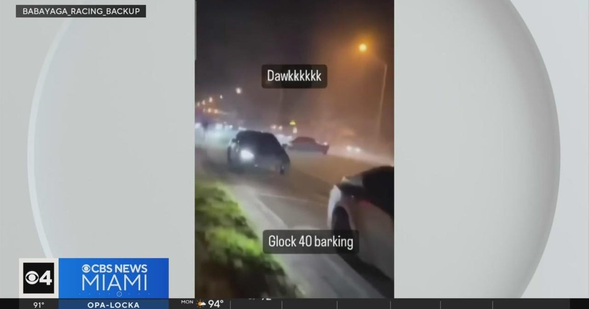New video shows mayhem during takeover of NW Miami intersection - CBS Miami