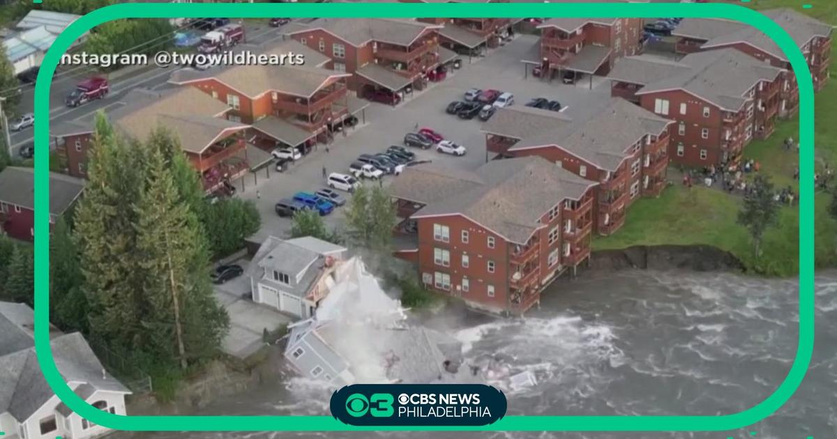 Drone video captures moment house collapses into water in Juneau, Alaska