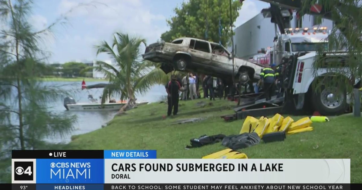 Stolen, abandoned cars and trucks pulled from lake in Doral
