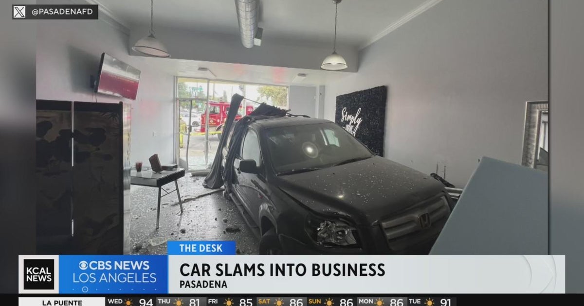 Two injured after car slams into Pasadena business - CBS Los Angeles