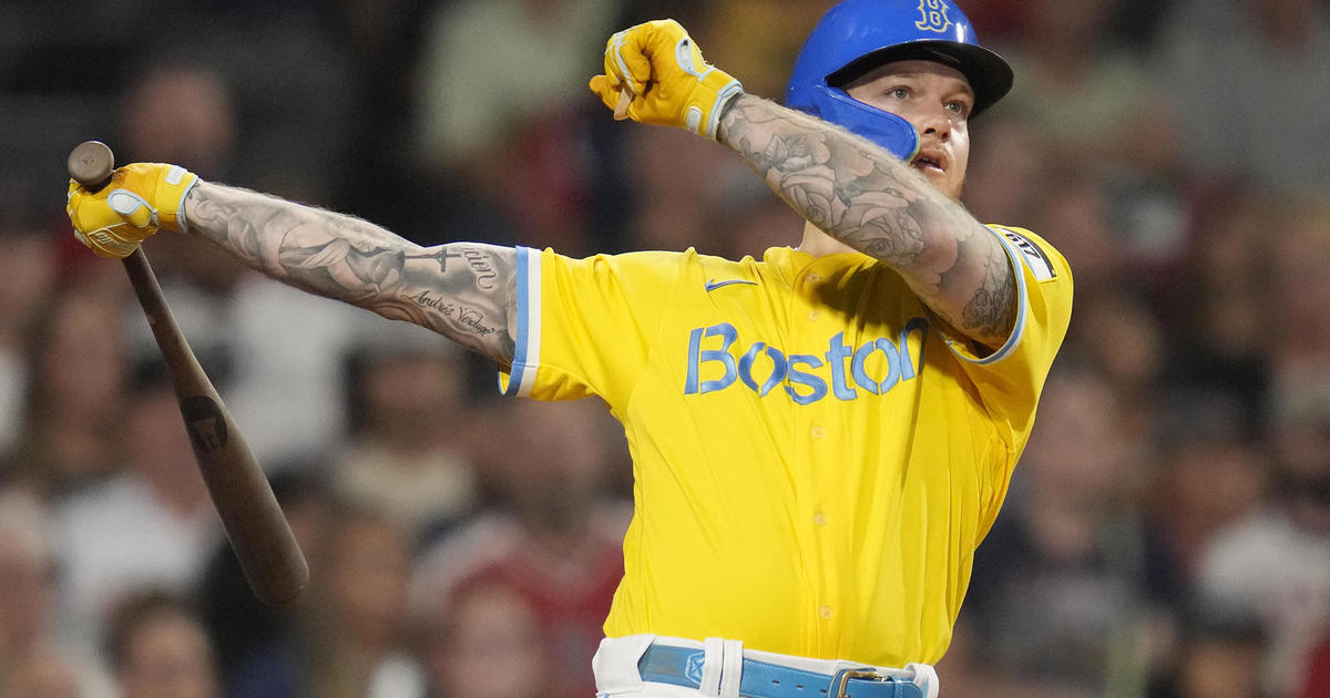 yellow and blue boston red sox jersey