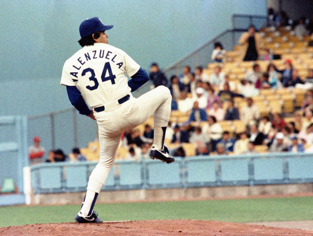 Dodgers Pitcher Fernando Valenzuela during MLB Playoff Game 1985 