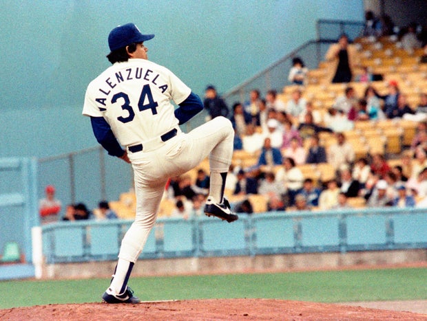 Dodgers Pitcher Fernando Valenzuela during MLB Playoff Game 1985