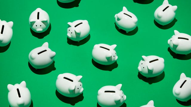 Random little white piggy banks 