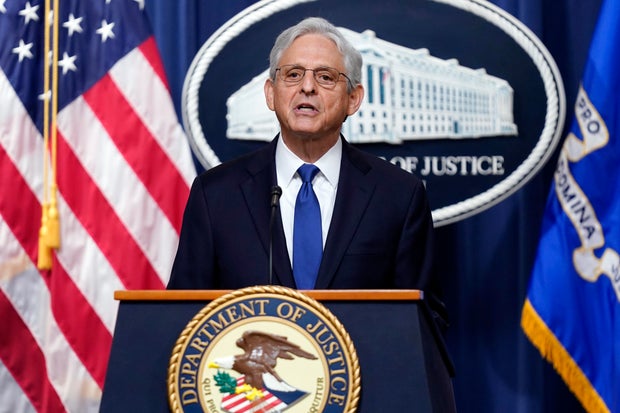 Attorney General Merrick Garland speaks at the Department of Justice, Friday, Aug. 11, 2023, in Washington.
