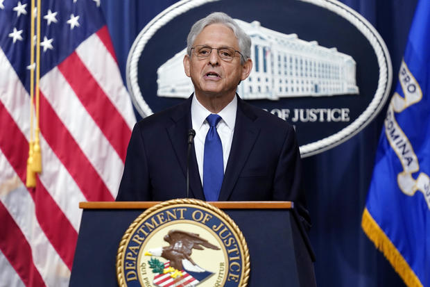 Attorney General Merrick Garland speaks at the Department of Justice, Friday, Aug. 11, 2023, in Washington. 