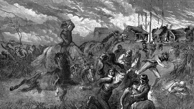 Illustration of People Escaping Fire in Peshtigo 