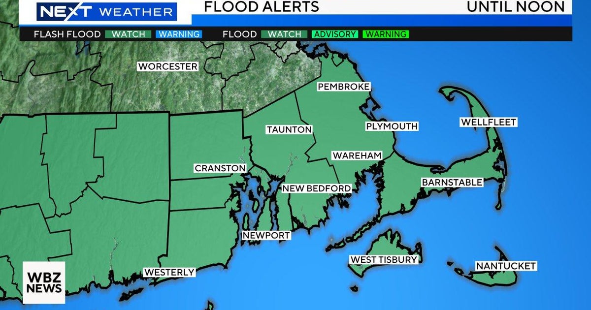 Heavy downpours, flood watch through morning - CBS Boston