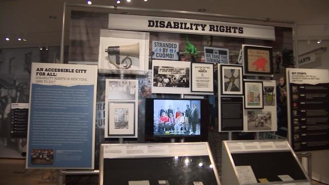 A wall of an exhibit titled "Disability Rights" at the Museum of the City of New York. 
