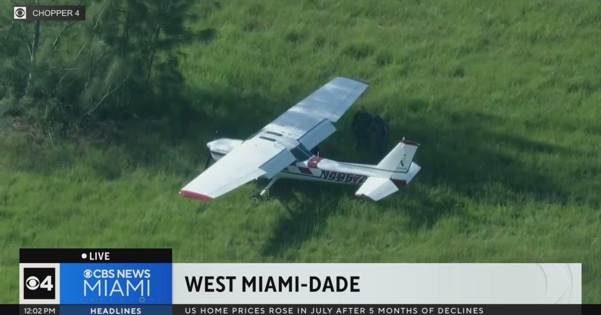 Plane finished up in grassy space new Opa-locka West Airport