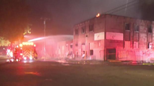 Fire crews putting out overnight blaze at the old California Shellfish Company building 