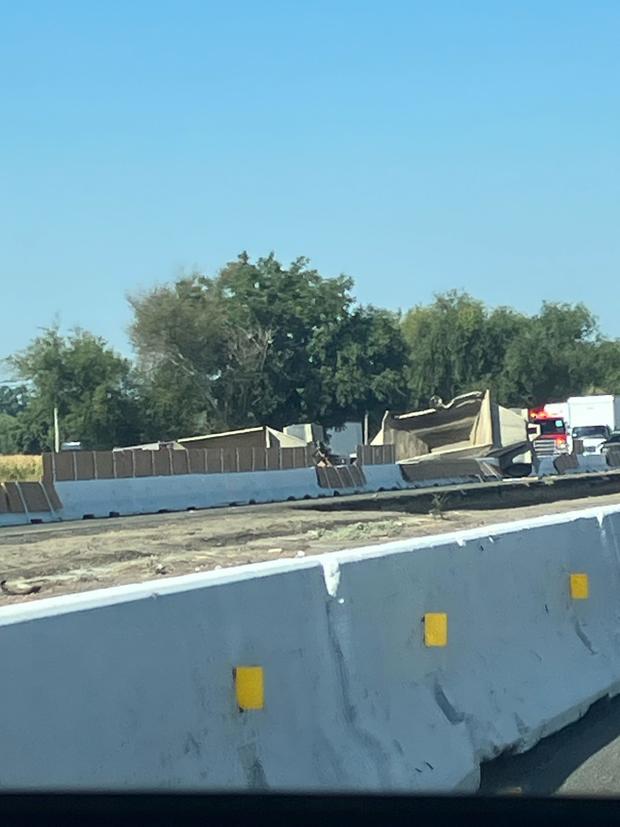All lanes on eastbound I-80 blocked due to a big rig crash 