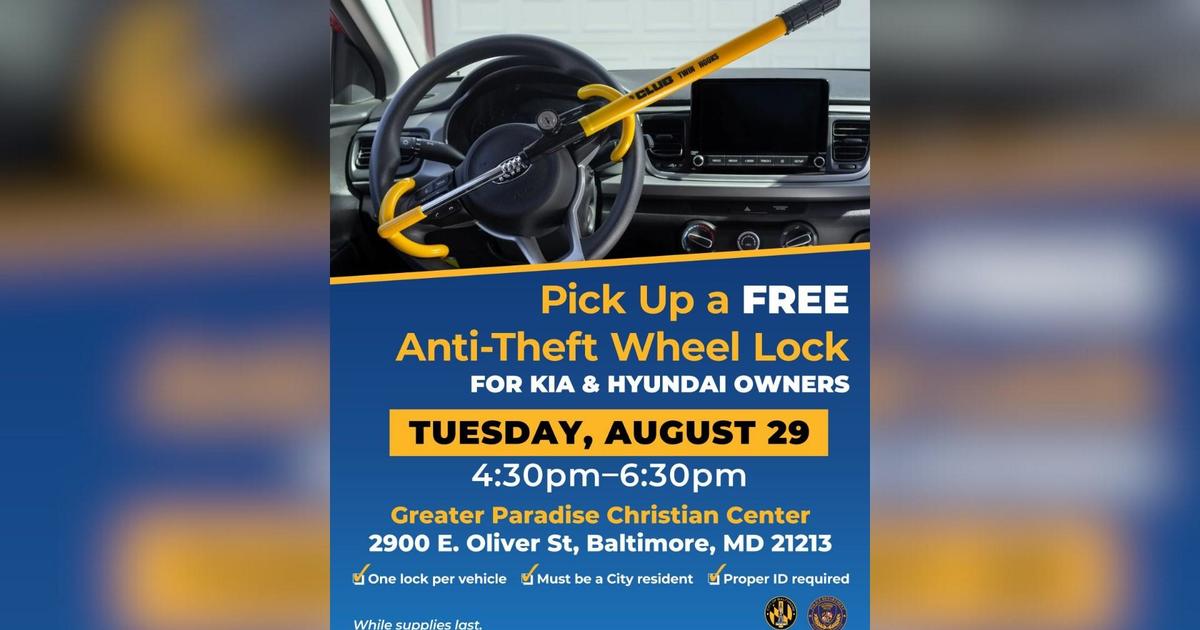 Baltimore Police Department to host steering wheel lock giveaway Tuesday -  CBS Baltimore