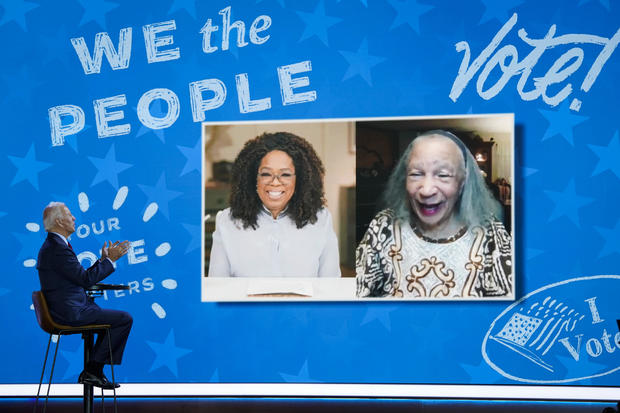 Presidential Candidate Joe Biden Participates In Virtual Town Hall With Oprah 