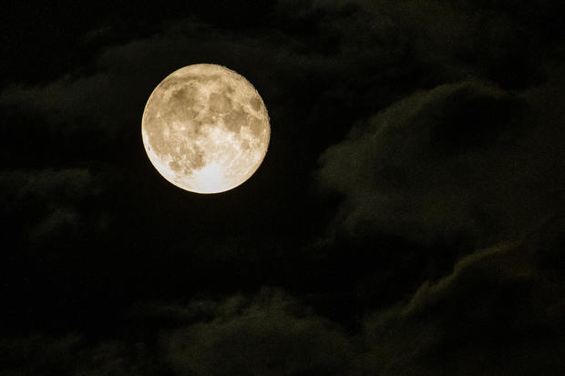 Super Moon In August Shines In The Night Sky of Turin 