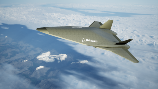 Concept illustration of a Boeing high-supersonic commercial passenger aircraft. 
