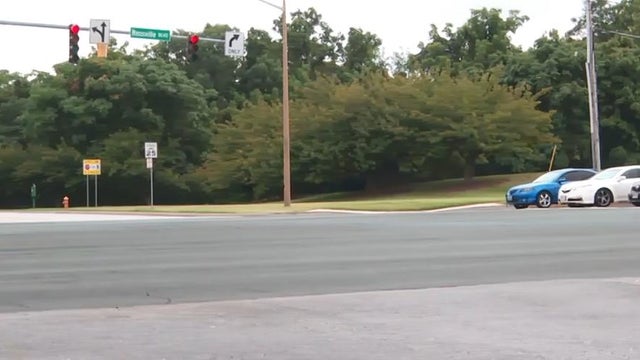 Police car with flashing lights on 