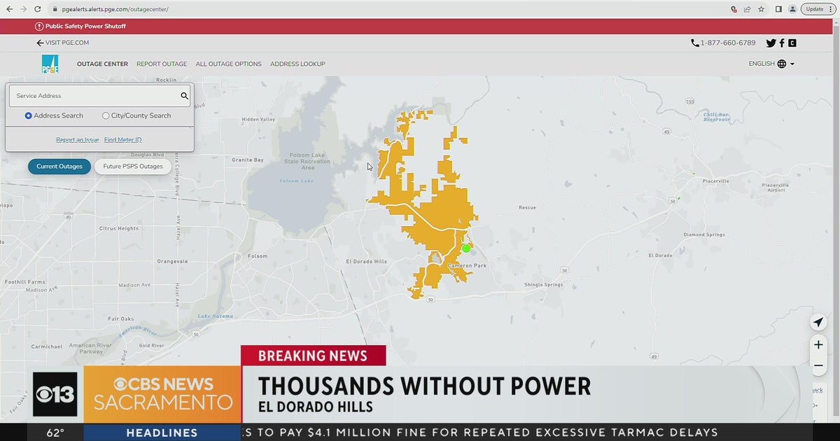 Thousands without power in El Dorado Hills