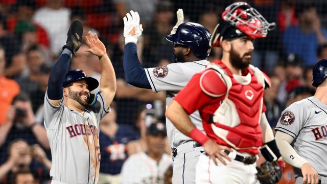 Astros celebrate behind Connor Wong 