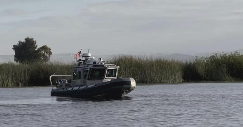 Sunken tug boat spilling oil and fuel into the San Joaquin Delta