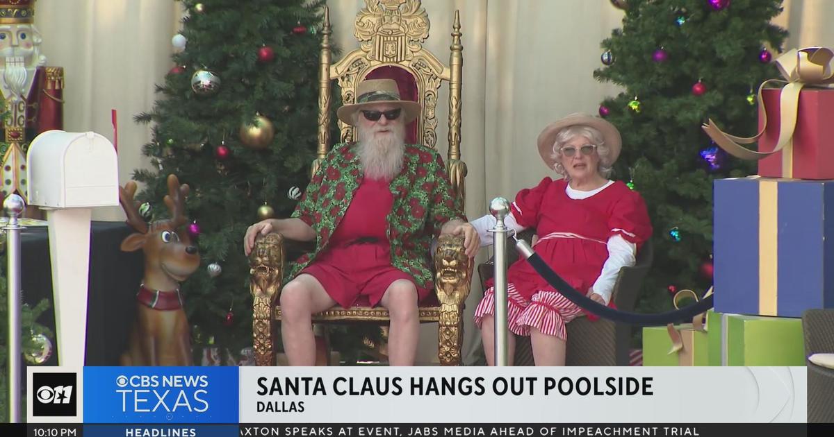 Santa, Mrs. Claus hang out poolside in Dallas