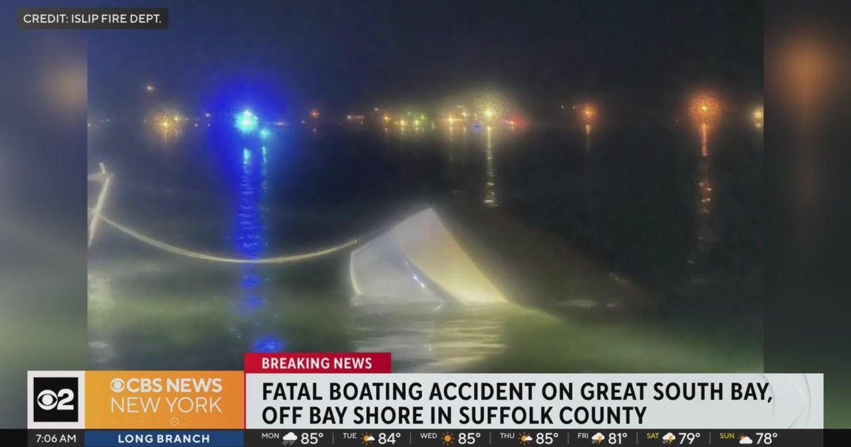 Woman found dead in capsized boat in Great South Bay - CBS New York