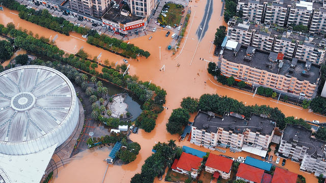 Flooded streets after heavy rains brought by typhoon Haikui in Fujian 