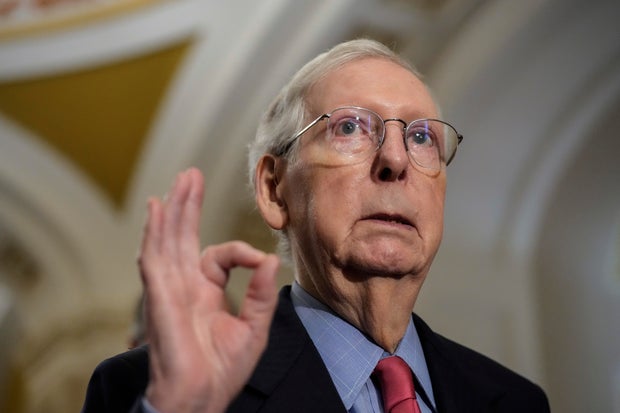 Senate Minority Leader Mitch McConnell speaks during a news conference following a closed-door lunch meeting with Senate Republicans at the Capitol on Sept. 6, 2023, in Washington, D.C.