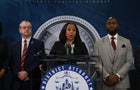 Fulton County District Attorney Fani Willis speaks during a news conference on indictment In 2020 Election Case 