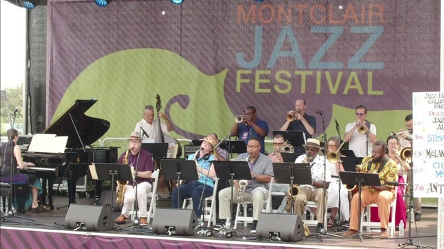 Musicians perform on stage at the Montclair Jazz Festival. 