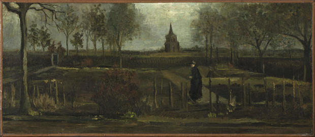 This undated handout photo shows The Parsonage Garden at Nuenen in Spring, 1884, by Vincent van Gogh, at the Groninger Museum, Netherlands. 