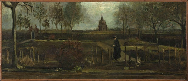 This undated handout photo shows The Parsonage Garden at Nuenen in Spring, 1884, by Vincent van Gogh, at the Groninger Museum, Netherlands.