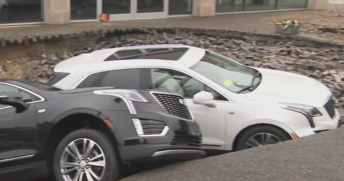 Sinkhole causes damage at Leominster Cadillac dealership CBS Boston