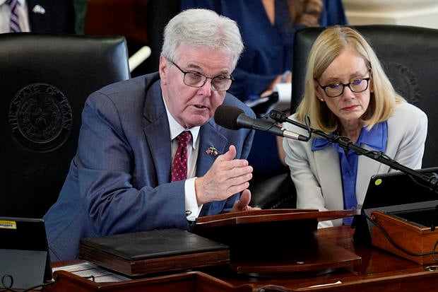 Lt. Gov. Dan Patrick, left, with counsel Lana Myers 