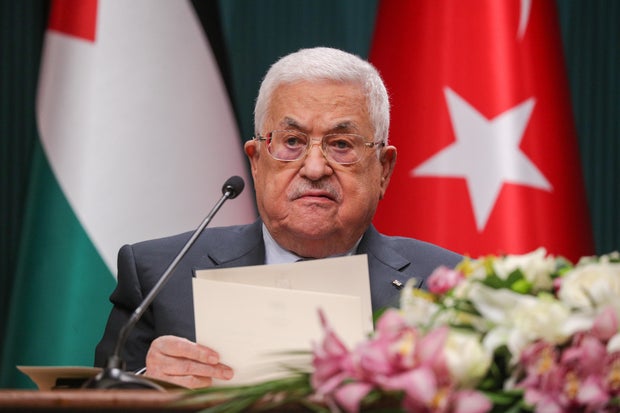 Palestinian Authority President Mahmoud Abbas is seen during an official visit to Turkey, July 25, 2023 in Ankara