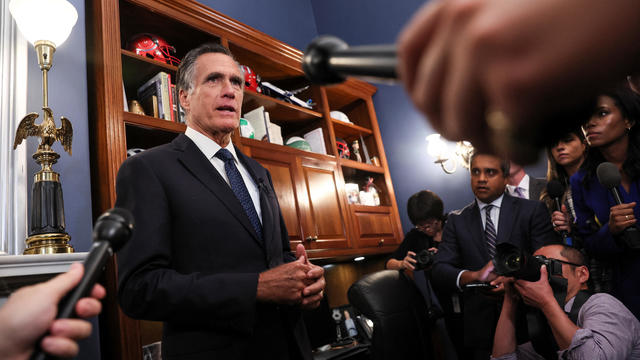 Sen. Mitt Romney faces reporters during a news conference where he discussed his intention not to seek reelection on Capitol Hill in Washington on Sept. 13, 2023. 