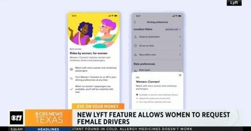 New Lyft feature allows women to request female drivers - CBS Texas