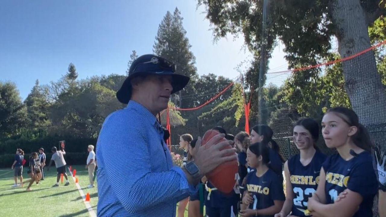 Steve Young has 'full circle' moment as girls flag football coach