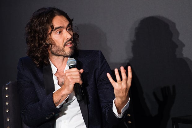 Russell Brand takes part in a discussion at Esquire Townhouse, Carlton House Terrace on Oct. 14, 2017, in London, England.