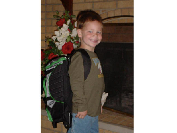 Photo of Montana Lance, young boy wearing a backpack 